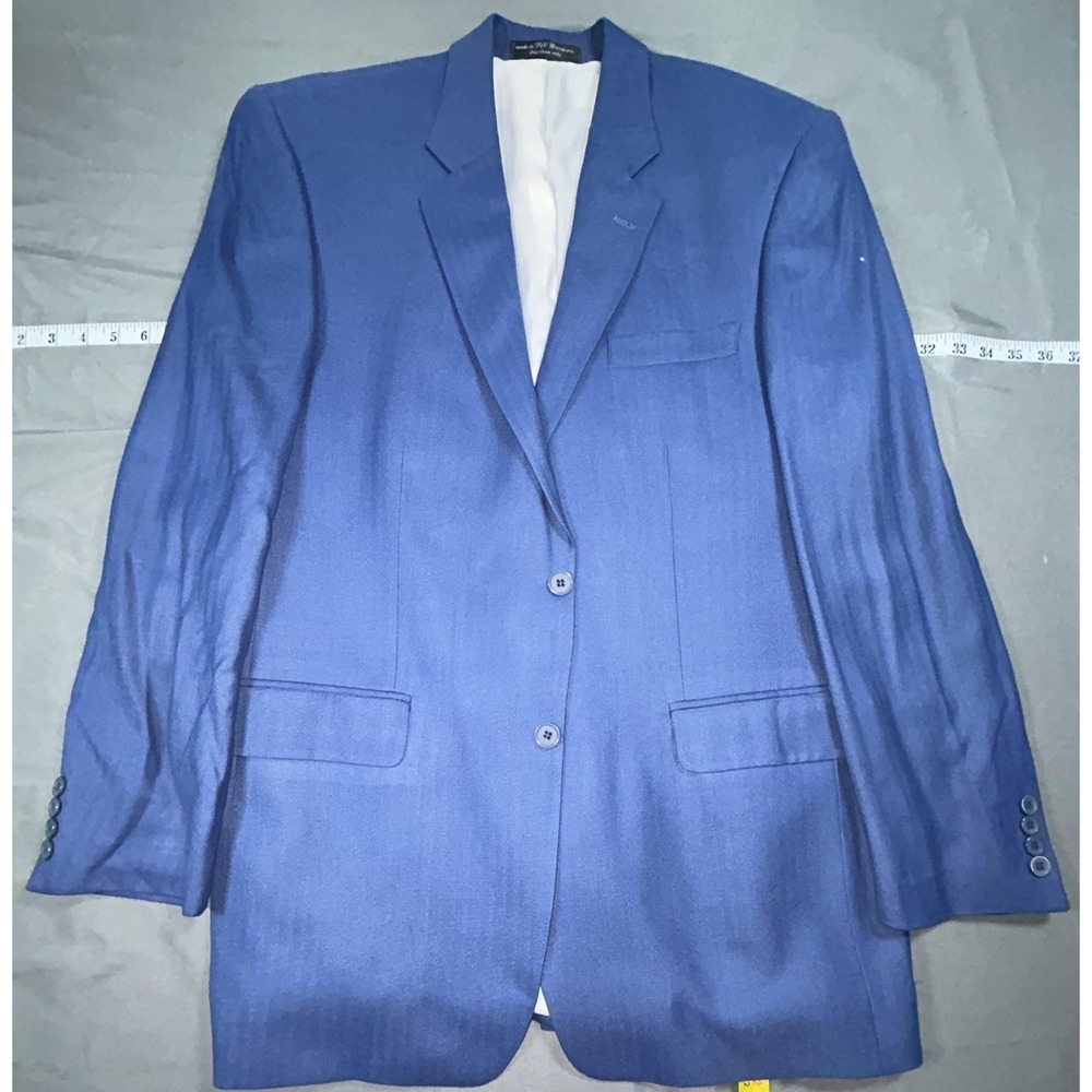 Andrew Fezza Suit Jacket Mens 42R Blue Herringbone 2 Button Made North Macedonia